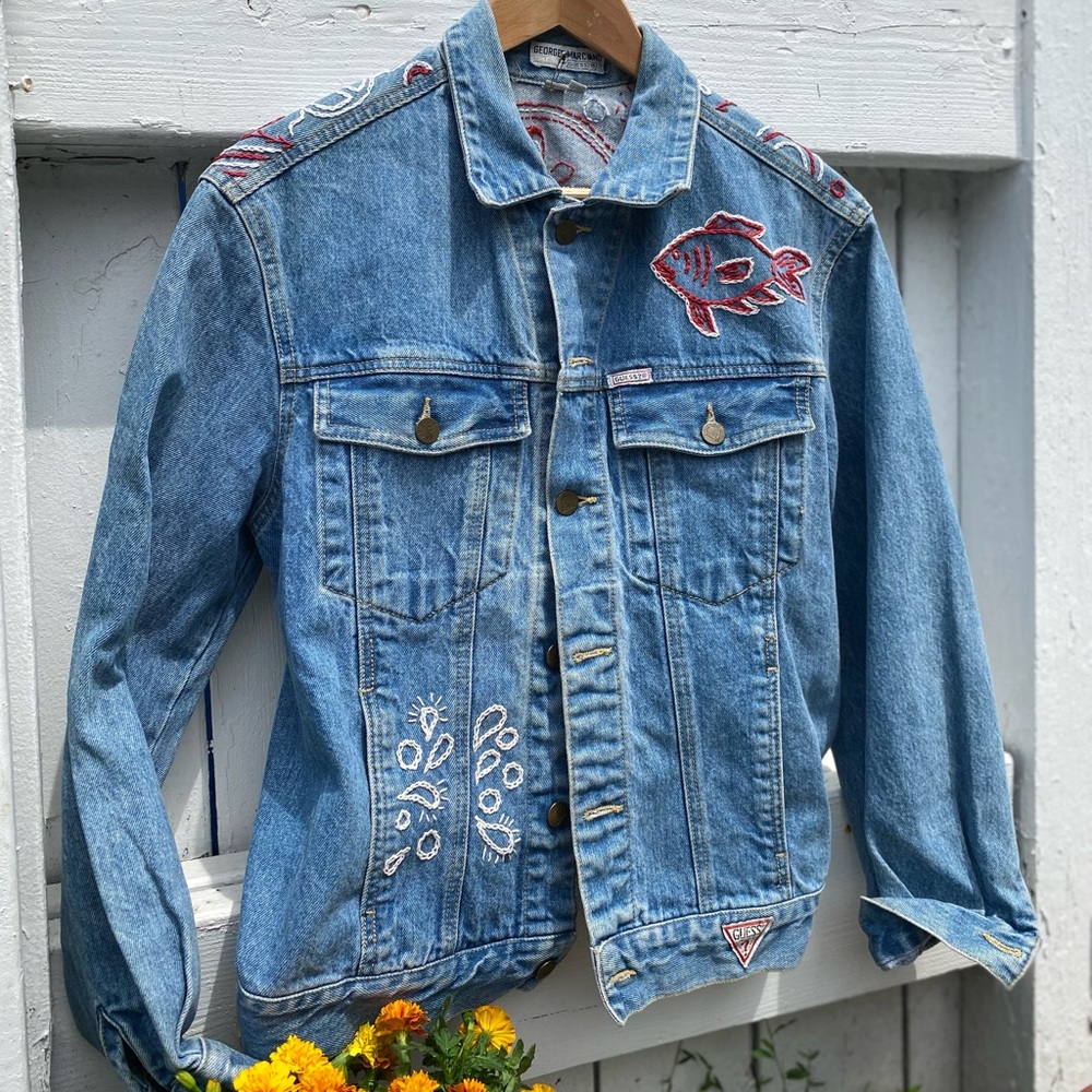 Embroidered Vintage Guess Denim Jacket